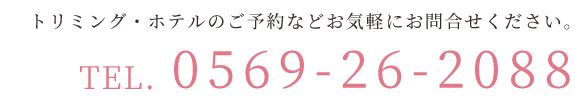 トリミング・ホテルのご予約などお気軽にお問合せください。